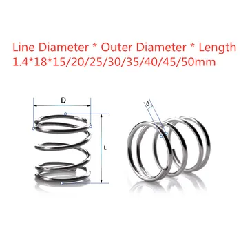 

10pcs 304 stainless steel spring pressure spring short compression spring Wire diameter 1.4* outside diameter 18* length 15-50