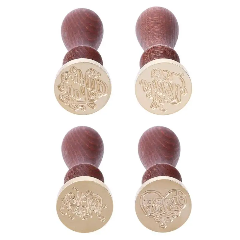  Retro Sealing Wax Stamp Blessing Word Wedding Post Invitation Decorative Ancient Seal Stamps with W - 32899531410