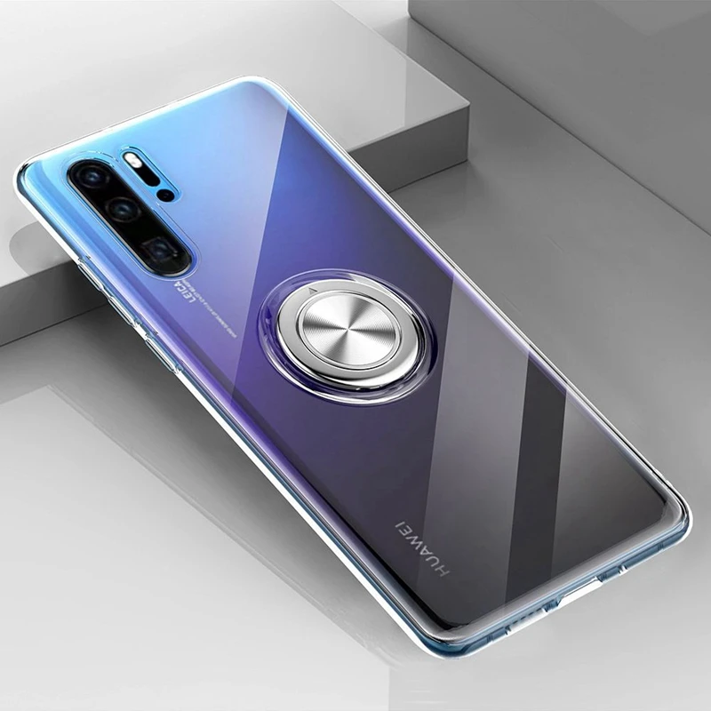 Магнитный чехол с металлическим кольцом для huawei p30 lite p30 Pro Mate30 Nova4, силиконовый чехол для huawei p20 pro p20 lite, прозрачный чехол