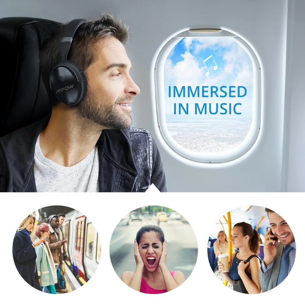 Mpow H5 активные наушники с шумоподавлением Hi-Fi стерео удобные Накладные наушники 18H Складная Беспроводная гарнитура с микрофоном и сумкой для переноски