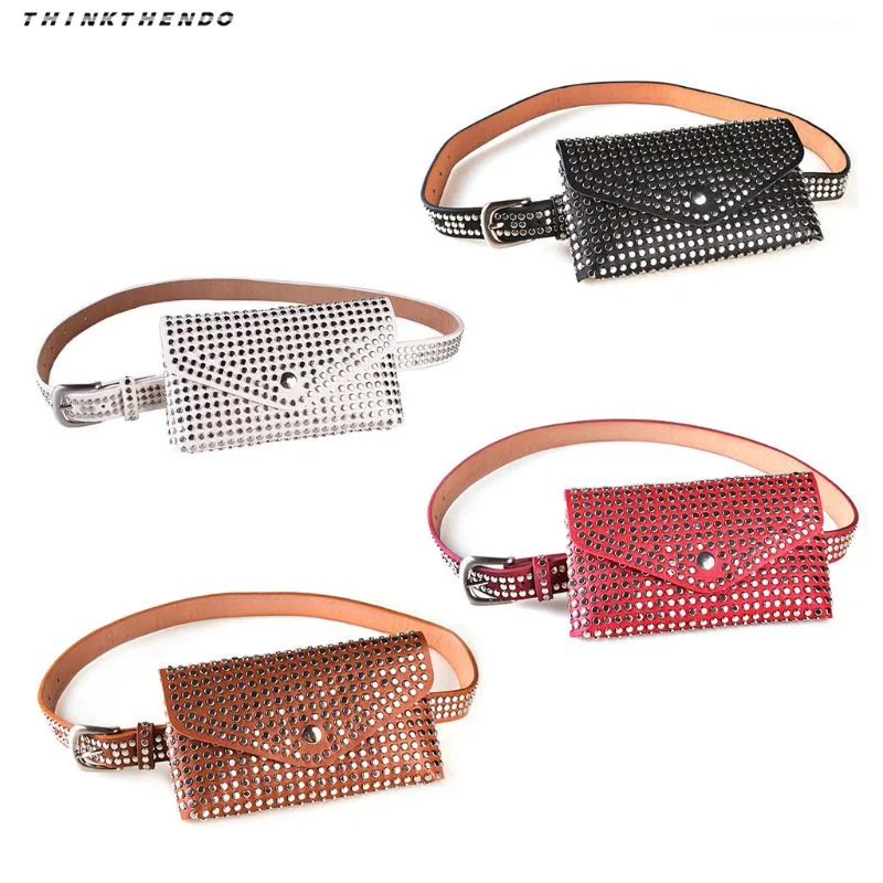 THINKTHENDO Женская модная поясная сумка на пояс с заклепками для девушек, Женская Повседневная сумка для телефона, сумка для путешествий на бедрах, маленькая сумочка, Новинка