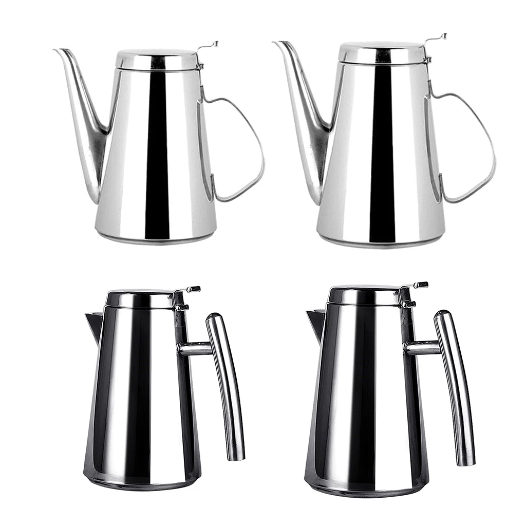 Stainless Steel Cold Water Juice Coffee Pot Teapot Jug for Kitchen Dining Teapots Water Kettle 1.2L 1.7L Silver 