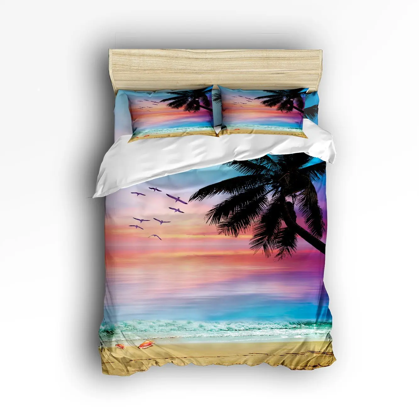 CHARMHOME Tropical Palm Trees Sunset Coconuts Ocean 3d ...