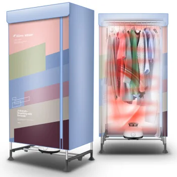

10kg 1000W Mechanical Button Control Electric Portable Clothes Dryer 180mins Timing Function 2 Layer PTC Heating Drying Machine