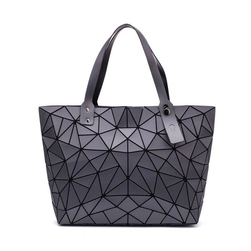 

New Matte Womens Handbag Diamond Tote PU Geometric Messenger Shoulder Bag Laser Plain Folding Bags Fashion Casual Shopping Bag