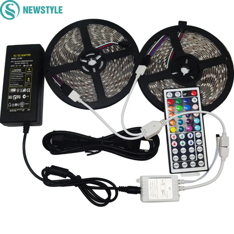 2*5 м DC12V 60 Светодиодный S/M Светодиодные ленты RGB 5050 SMD полосы огни + 44keys ИК пульт