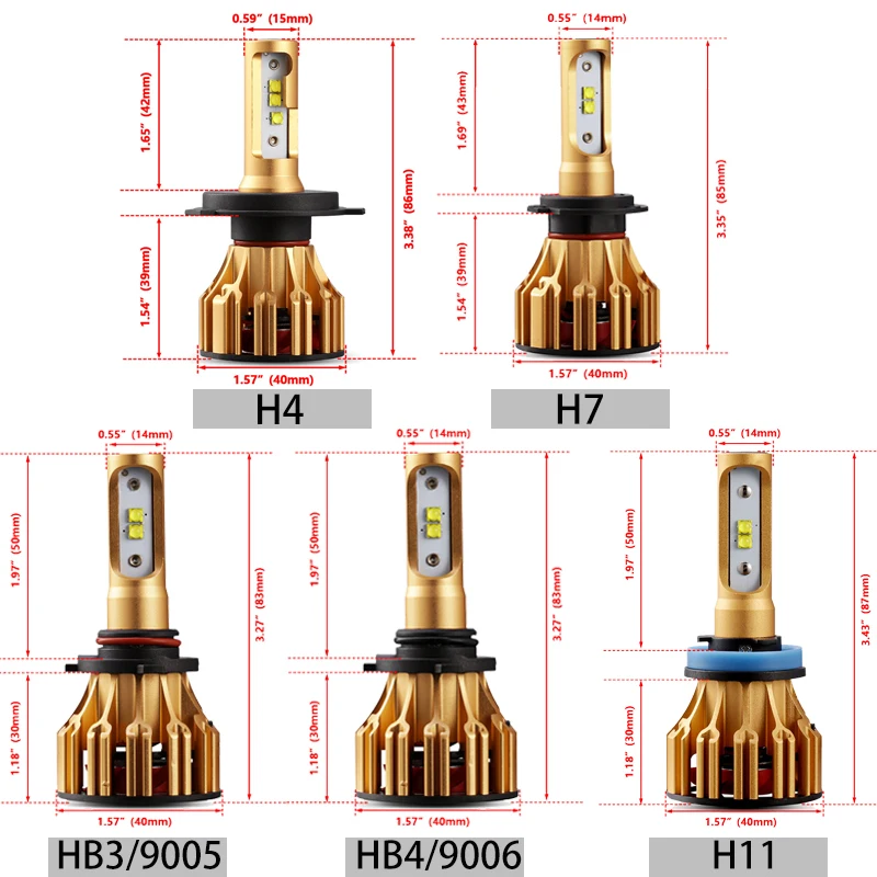 Auxmart LED H7 H4 H11 HB3 9005 HB4 9006 Светодиодная лампа комплект автомобильных фар 70 Вт 7000lm 6500 К