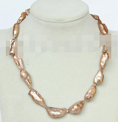 

huij 004150 17" 27mm champagne Reborn keshi freshwater pearls necklace