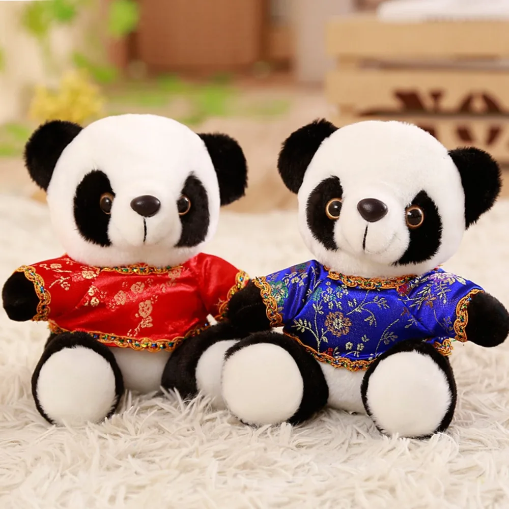 Miaoowa 1pc 18cm Cartoon Cute Panda with Tang Suit Plush Stuffed Animal Toys For Baby Infant Lovely Doll Gift Present for Kids