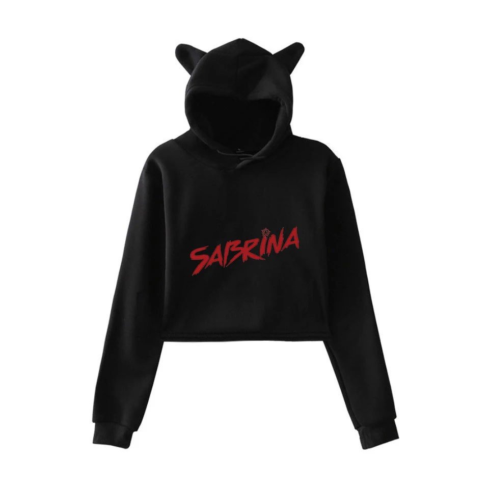 Женский короткий кошачий Топ sabrina толстовка с капюшоном 2D и модным принтом на