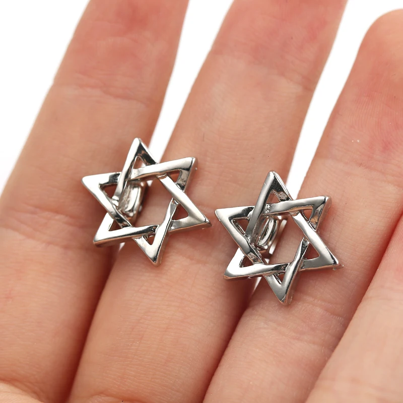 

Cufflinks Star of David French Shirt Laser Engraving Men Jewelry Unique Hexagon Star Cuff Links Men Fashion Casual Cufflinks