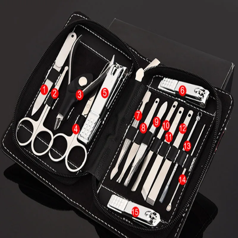 15 in1 Manicure Set Stainless Nail Clipper Kit Nail Care Set Nail Clippers Cuticle Grooming Kit