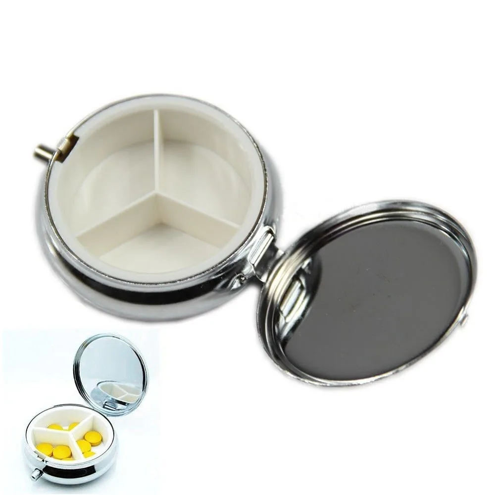 

New Silver Metal Pill Boxes DIY Medicine Organizer Container Medicine Case