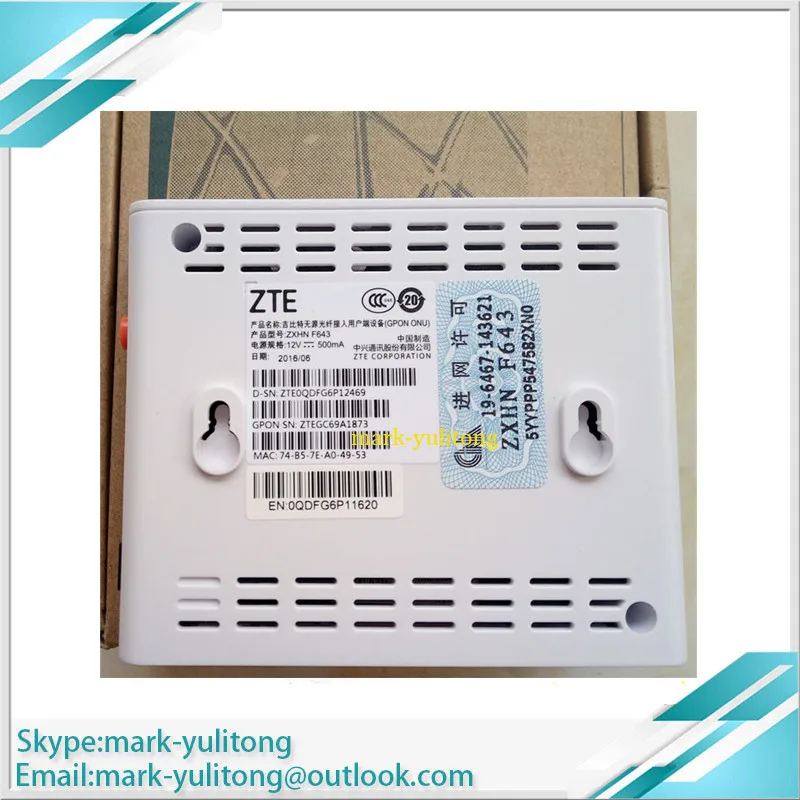ZTE ZXA10 GPON FTTH UN ONT F643 SFU маршрутизатор режим FTTO с портами 1GE такая же функция как F601 F401