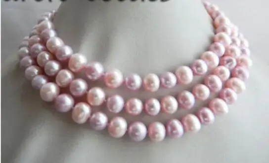 

FREE SHIPPING>>>@@ > Hot sale new Style >>>>> 50'' 10mm Round Pink Lavender Freshwater Pearl Necklace