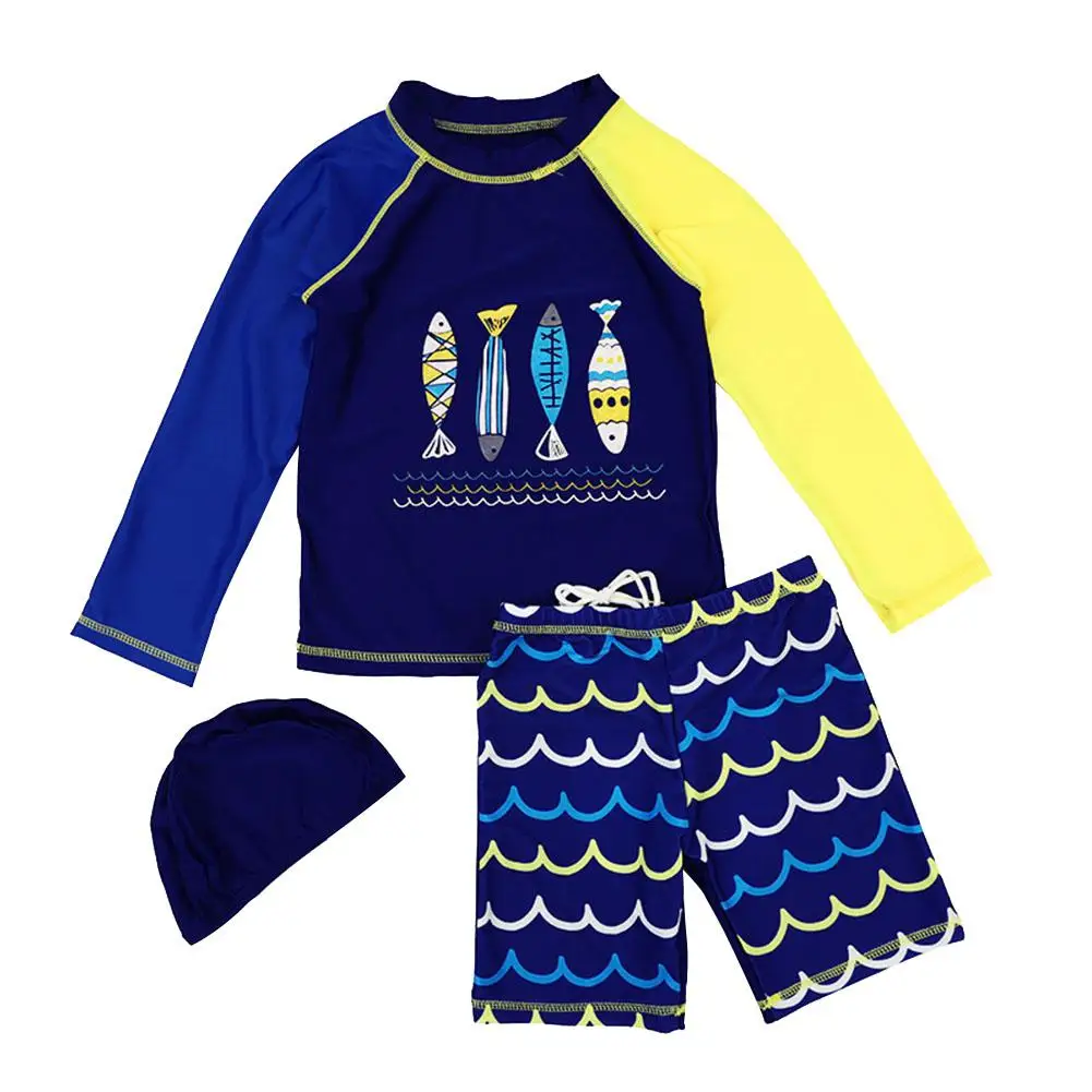 

Kids Boys Quick Dry Sunscreen Long Sleeve Swimwear Shorts Hat Surfing Wetsuit