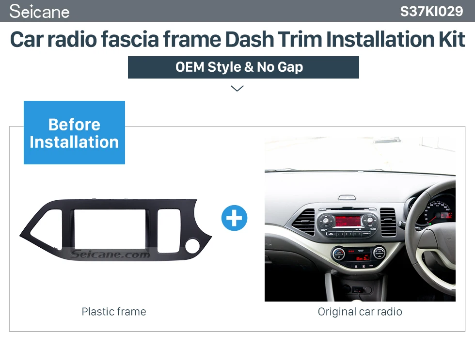 Seicane Black Double Din 2011 KIA MORNING PICANTO Right Hand Drive Car Radio Fascia Dash CD Panel kit Auto Stereo Installation Frame