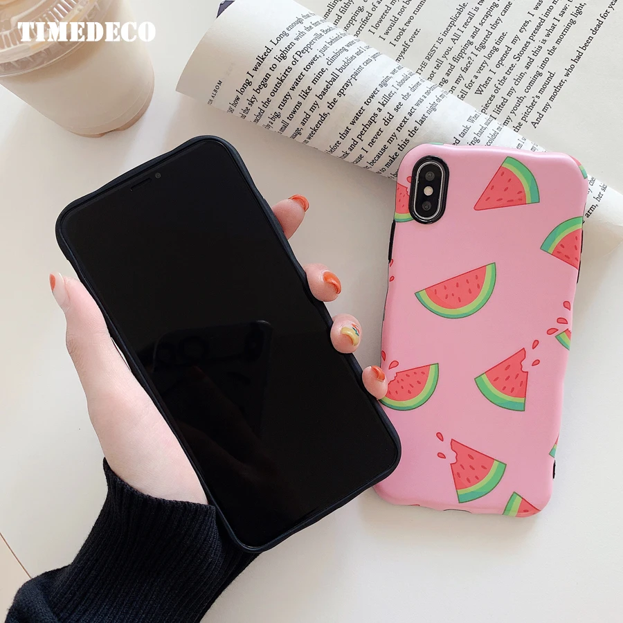 Summer Fruit Watermelon Waved Edge Phone Cover For iPhone 7 Case Silicone 8 plus 6 s xr Cases Luxury X Xs max Avocado |