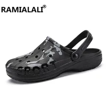 Летние мужские садовые шлепанцы EVA; повседневные Модные Нескользящие пляжные сандалии для мужчин; легкие шлепанцы; Mule Clog; обувь на плоской подошве; большие размеры