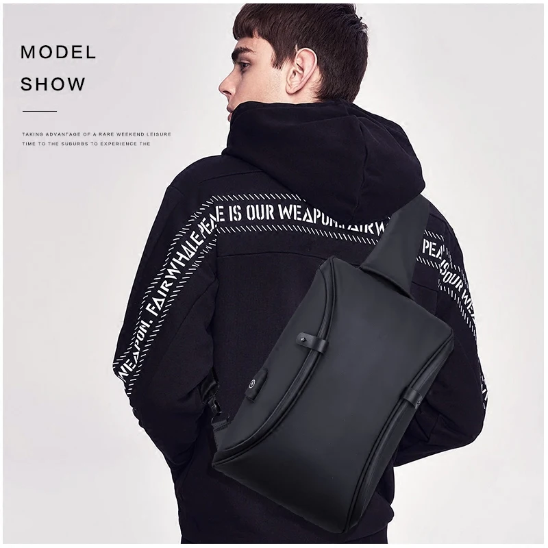  Famoso bolso de pecho de marca para hombres impermeable antirrobo USB de carga cruzada cuerpo bando