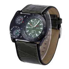 10 шт. в партии Oulm Мужские многофункциональные Классические наручные часы 4094 Decration Compass термометр кожаный PU ремешок наружные кварцевые часы