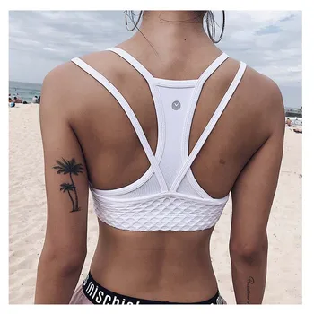 Sexy bralette Sport Bra Women Fitness Cross Backless Yoga Bra Patchwork Gym Running  Tank Crop Tops Sportswear 2