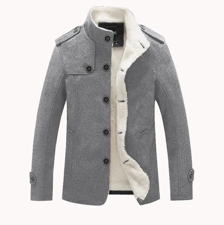 Зимнее Мужское пальто с флисовой подкладкой, плотное теплое шерстяное пальто, осеннее пальто, мужское шерстяное пальто, брендовая шерстяная куртка