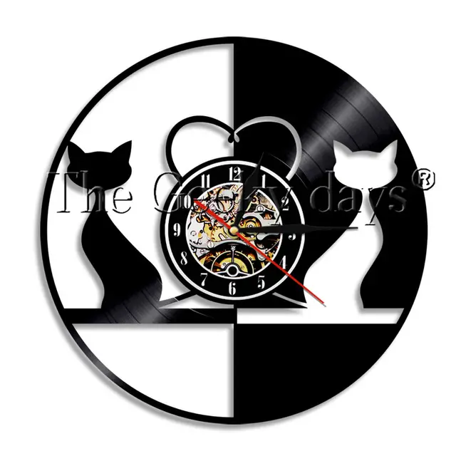 Cat* Fish *Dog * 12 inches Wall Clock Handmade WALL Clock with Animals Vinyl Record