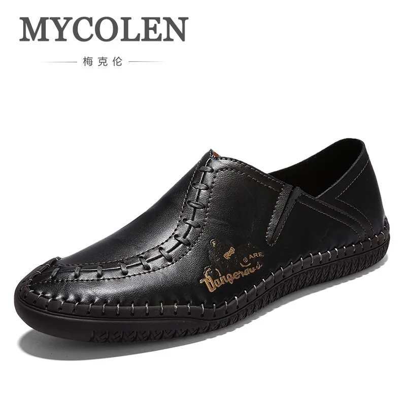 

MYCOLEN Casual High Quality Black low Top Shoes men casual Handmade shoes genuine leather zapatillas hombre deportivas casual