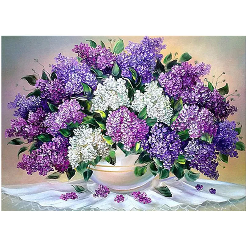 

DIY Round Diamond Painting 5D "Violet" Pattern Embroidered Cross-stitch Mosaic Diamond Rhinestone Home Decoration Gift