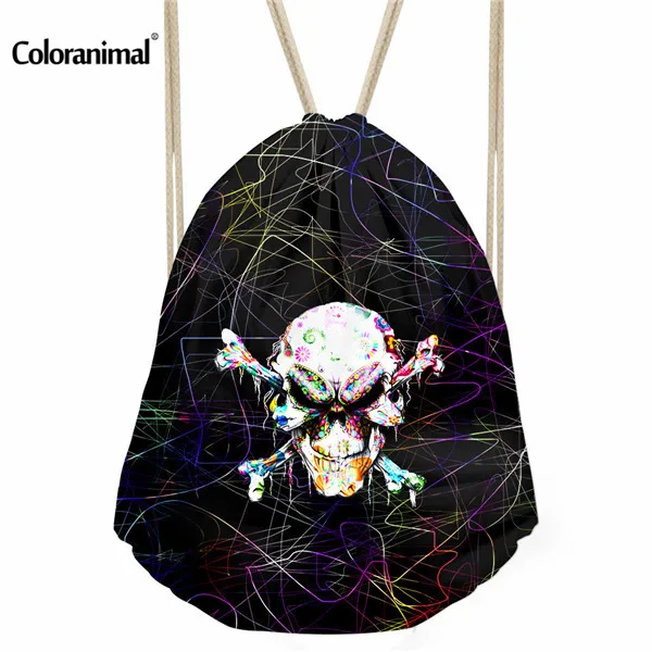 Coloranimal 3D печать панк череп Drawstring сумка женская повседневная Mochila Feminina сумка на плечо для мальчиков повседневная дорожная мягкая сумка для хранения - Цвет: CC3531Z3