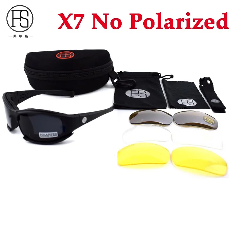 Военные очки, тактические очки для стрельбы, X7, поляризационные спортивные солнцезащитные очки, для охоты, Airsoftsports, очки для пеших прогулок - Цвет: No Polarized X7