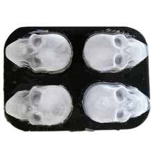 Силиконовый ледяной производитель кубиков черного вина инструменты 3D форма для изготовления черепа Лоток легко вынимается 4 гигантских черепа