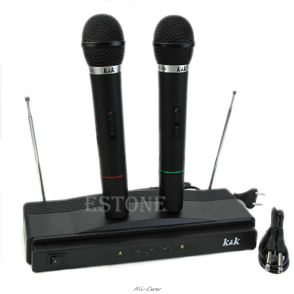 

Professional Wireless Microphone System Dual Handheld 2 x Mic Cordless Receiver