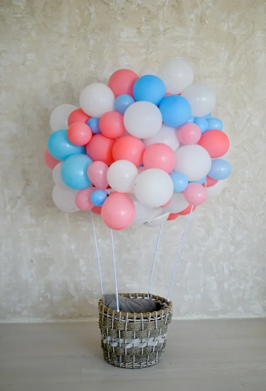 Laeacco Colorful Balloons Basket Baby Newborn Birthday Photography Background Customized Photographic Backdrops For Photo Studio Laeacco Colorful Balloons Basket Baby Newborn Birthday Photography Background Customized Photographic Backdrops For Photo Studio