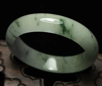 

02014 Certified Natural Green Jadeite Jade Bangle Bracelet Handmade (A0502)