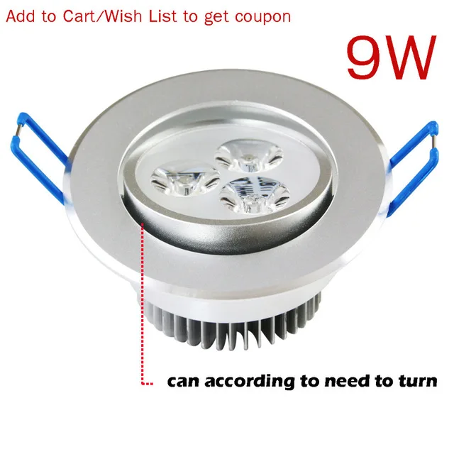 9 w 3x3 W 110 V 220 V no dimmable o luminaria Teto led downlight ahuecado Lámparas lamparas de techo Lampada de LED para casa