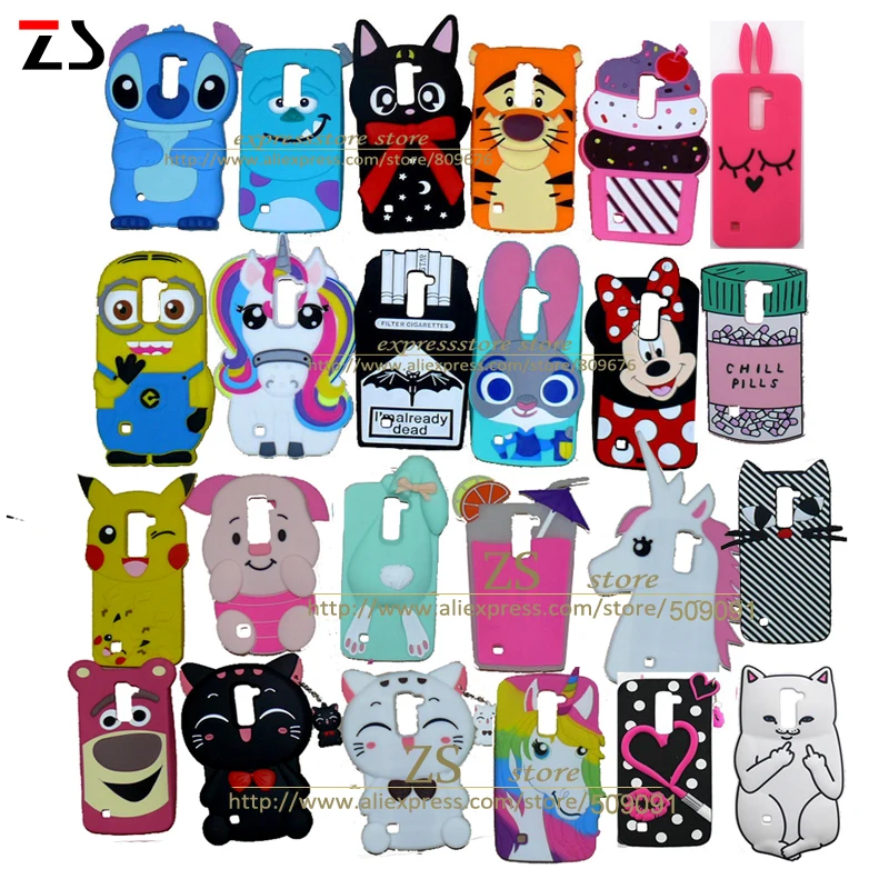 

100pcs/lotFor LG K10 Q10 3D Cute Cartoon cat Stitch unicorn Sulley Silicone Back Cover For LG K8 K7 Q7 Phone Case fundas capa
