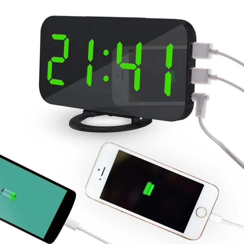 

Mirror Modern Digital LED Time Display Table Night Wall Clock Watch Alarm 12/24H Snooze Stickers Home Decoration Living Room