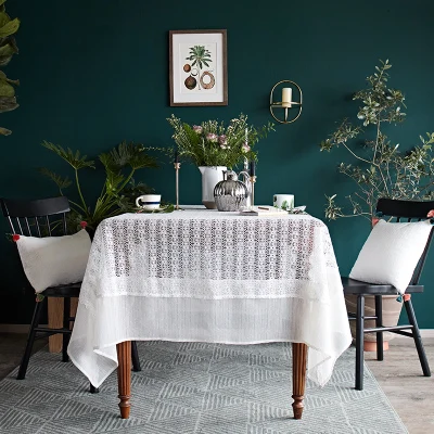 Splicing edge The stars and Margaret Gypsophila lace table cloth white European Style rectangle round tablecloth Ins - Цвет: Splicing edge