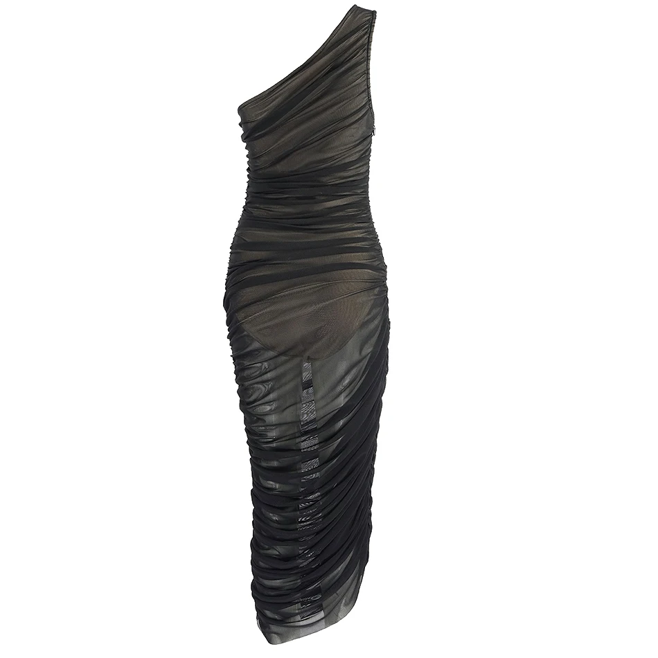 Liser новое летнее женское платье ДРАПИРОВАННОЕ Сетчатое платье средней длины повязка на голень сексуальное обтягивающее платье элегантные вечерние платья знаменитостей черные платья Vestidos