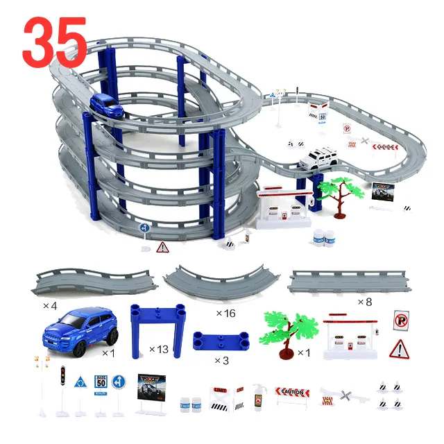 DIY multi-track Rail Автомобильный Электронный гоночный автомобиль трек детская игрушка детская игра Мальчики Рождественский подарок Железнодорожные Строительные блоки Развивающие игрушки - Цвет: Зеленый