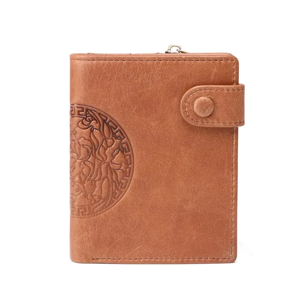JOGUJOS бренд мужской кошелек из натуральной кожи RFID маленькие бумажники кошелек для кредитных карт мужской Carteira Masculina маленький мужской кошелек - Цвет: Brown