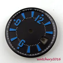 31,5 мм черный циферблат окошко даты синий маркеры подходят ETA 2836 Mingzhu 2813 4813 двигаться Для мужчин t Для мужчин смотреть циферблат