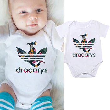 

DERMSPE 2019 Summer Baby Jumpsuit Outfit Comfortable Cute Boys Girls Bodysuit Cartoon Cotton Short Sleeve Baby Clothes White