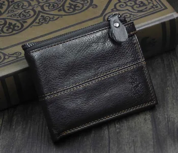 

New Genuine Soft Leather Mens Fashion Zipper Card Coin Wallet