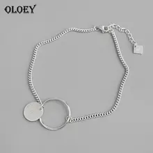 Женские ножные браслеты OLOEY из подлинного 925 пробы серебра, простые геометрические круглые цепочки на ногу, вечерние ювелирные изделия YMA029