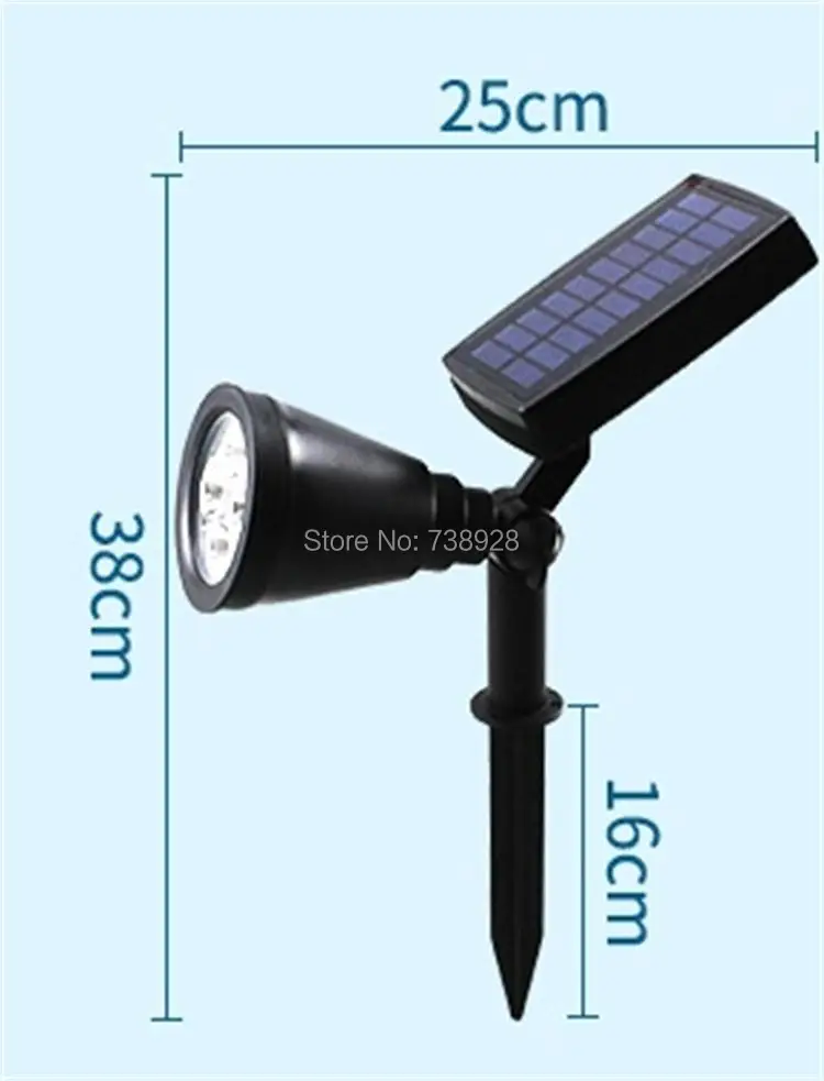 Solares de Três Preto à Prova Água ao ar Holofotes Modos Dwaterproof Livre Jardim Parede Cerca Lâmpada Montagem Pólo Gramado Paisagem Emergência Luminaria 5 parede cerca lâmpada montagem pólo gramado paisagem emergência luminaria