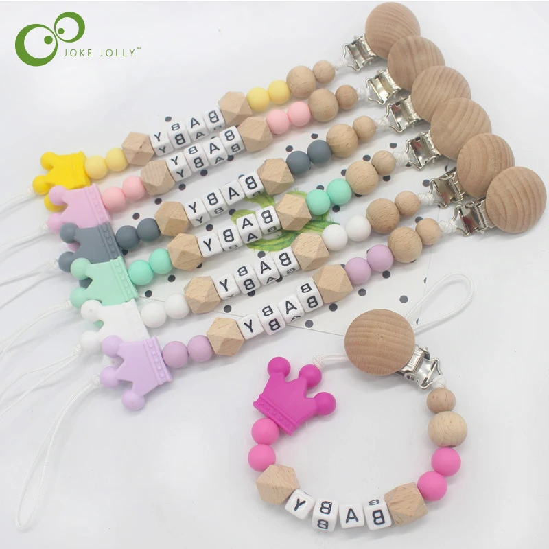 Personalized Name Silicone Pacifier Chains Safe Teething Chain Baby Teether Eco-friendly Clips Holder GYH |