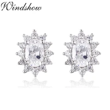 Милые маленькие 925 пробы серебряные маленькие овальные белые CZ серьги-гвоздики для женщин девочек детские ювелирные изделия Orecchini Aros Aretes